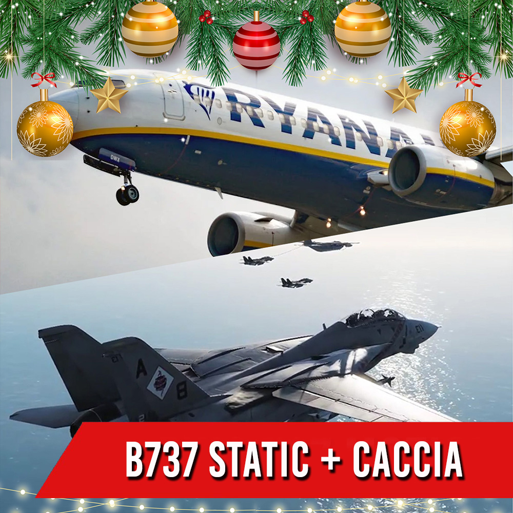 COMBO 60 MIN 737 STATIC <br>  + 30 MIN TOP GUN CACCIA  1 PILOTA + 2 PASSEGGERI