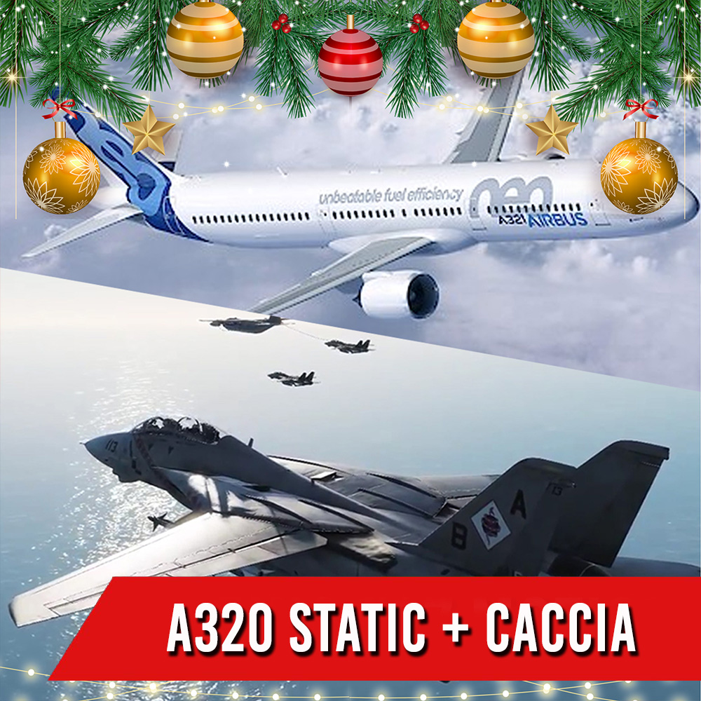 COMBO 60 MIN A320 STATIC <br>  + 30 MIN TOP GUN CACCIA  1 PILOTA + 2 PASSEGGERI