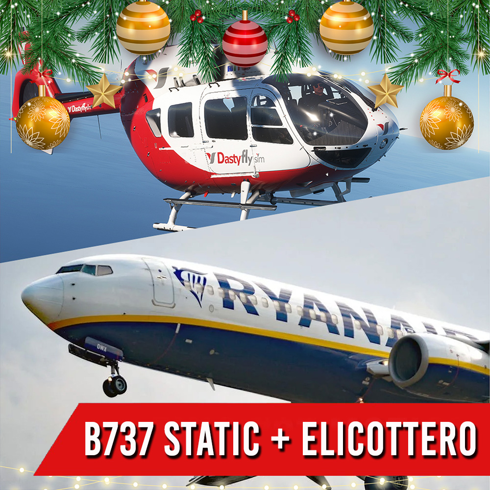 COMBO 60 MIN  737 STATICO <br>  + 30 MIN ELICOTTERO  <br>  1 PILOTA + 2 PASSEGGERI